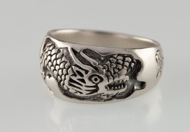 Unique Etched Dragon Sterling Silver Band Ring Size 9 - £78.79 GBP