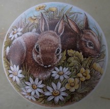Cabinet Knobs 2 Bunnies in Flowers #2 Rabbit Bunny Wildlife - €4,54 EUR