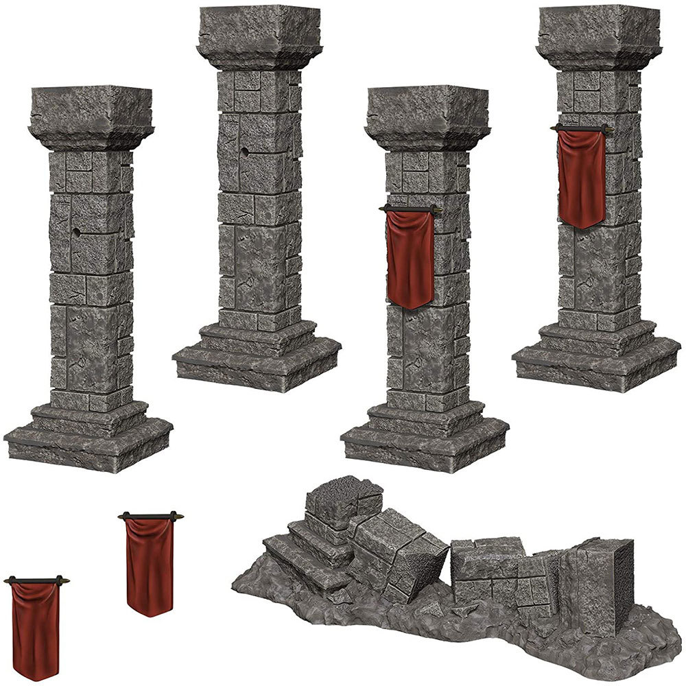 WizKids Deep Cuts Unpainted Miniatures Pillars &amp; Banners - $33.44