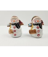 Snowman Salt And Pepper Shakers With Cardinals Jay China Winter Christmas - $14.80