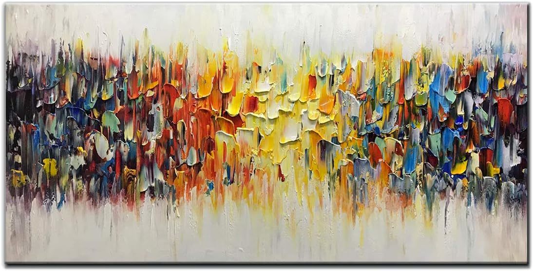 Primary image for Amei Art Paintings, 24X48Inch 3D Hand-Painted On Canvas Abstract Colorful Melody