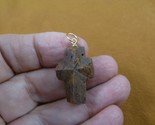 (CR500-31) 1&quot; oiled Fairy Stone Pendant CHRISTIAN CROSS Staurolite Crystal - $34.58