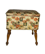 Vintage Burlington Hawkeye MCM Sewing Box Bench Basket Storage Stool Ott... - $88.27 CAD