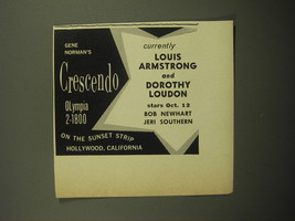 1960 Crescendo Club Ad - Louis Armstrong and Dorothy Loudon - $14.99