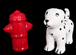 Ceramic Dalmatian dog &amp; fire hydrant ceramic salt &amp; pepper shaker set - £11.98 GBP