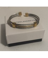 Cool Steel And Beyond Adjustable Cuff Two Tone Silver And Gold Bangle Br... - $17.82