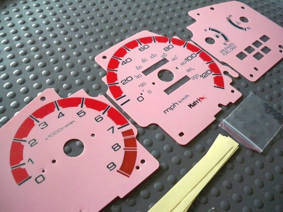 Cluster Pink Face Glow Through Gauges For 92-95 Manual MT Honda Civic EX... - $28.70