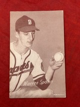 1947 - 1966 Exhibits WARREN SPAHN &quot;B On Cap&quot; Baseball Card Made in USA - £36.91 GBP