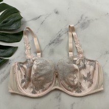 Chantelle Haute Couture Lace Balconette Bra Size 36 D Pink Gray Underwir... - $22.76