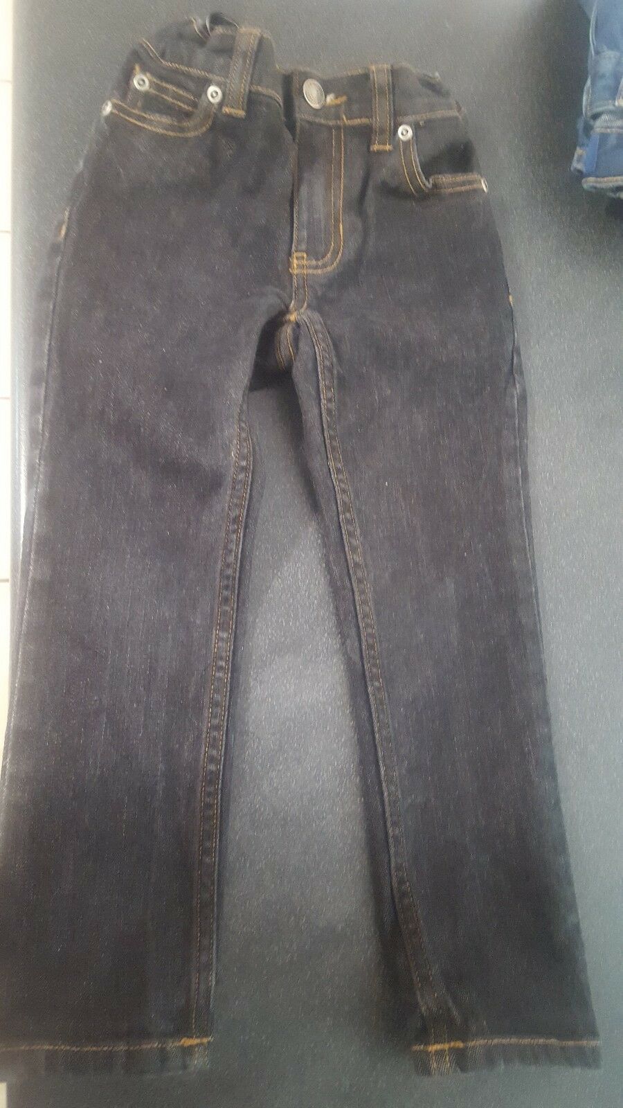 Carter&#39;s Boys Skinny Fit Navy Blue Denim Jeans Adjustable Waist 99% Cott... - $4.89