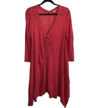 Soft Surroundings Womens Tunic Top Red Corset Front Lace Up V-Neck Sz Large - £13.61 GBP