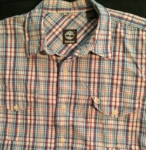 Timberland button close size XL men  100% cotton plaid pockets long sleeve - $12.07