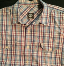 Timberland button close size XL men  100% cotton plaid pockets long sleeve - £9.64 GBP