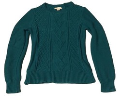 G.H. Bass &amp; Co Teal Cable Knit Chunky Fisherman Sweater Women Size Medium M - £13.10 GBP