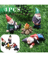 4PCS Fairy Garden Gnomes Accessories Funny Drunk Gnome Dwarfs Garden Orn... - $264.35 MXN