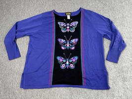 Bob Mackie Wearable Art Sweater Womens 3X Purple Butterfly Embroidered P... - $510.90 MXN