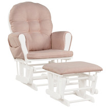 Baby Nursery Relax Rocker Rocking Chair Glider &amp; Ottoman Set W/ Cushion Pink - £251.78 GBP