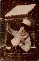 Vintage 1900s EAS Christmas Postcard Mailed from Germany with Lady in Sn... - $11.65