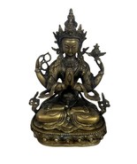 Tibetan Buddhist Deity Four Armed Avalokiteshvara Bronze Statue Nepal 8.75&quot; - $2,021.45 MXN