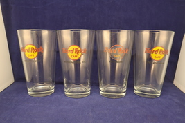An item in the Entertainment Memorabilia category: Hard Rock Café Logo 16oz Pint Beer Glass Lot X4 A.C. Philadelphia D.C. Baltimore