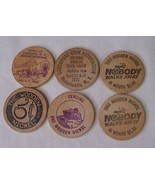 LOT 6 VINTAGE ADVERTISING WOODEN NICKEL CONCORD HORSEHEADS NY+ COIN TOKEN - £7.73 GBP