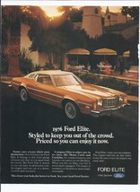 1976 Ford Elite Print Ad Automobile car 8.5&quot; x 11&quot; - $19.21