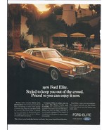 1976 Ford Elite Print Ad Automobile car 8.5&quot; x 11&quot; - £15.11 GBP
