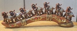 SEVEN ELEPHANTS WILD ANIMAL GOOD LUCK FORTUNE POWER TRUNK UP FIGURINE ST... - $41.67