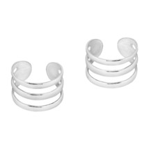 Uniquely Stylish Pair of Mini Triple Layer Sterling Silver Ear Cuffs - £6.87 GBP