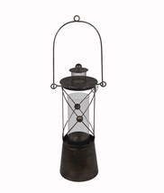 22 Inch Tall Black Metal and Glass Candle Lantern - £29.99 GBP
