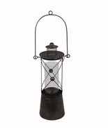 22 Inch Tall Black Metal and Glass Candle Lantern - £30.16 GBP
