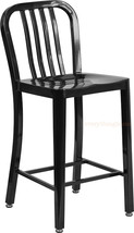 Mid-Century Black &#39;Navy&#39; Style Counter Stool Cafe Patio Chair Outdoor Co... - £141.37 GBP