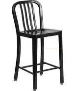 Mid-Century Black &#39;Navy&#39; Style Counter Stool Cafe Patio Chair Outdoor Co... - $2,632.98 MXN