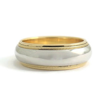 Tiffany &amp; Co Two-Tone Wedding Band Ring Platinum 18K Yellow Gold, 8.58 Grams - £782.42 GBP