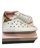 Kate Spade Ace Gem Sneakers 8.5B Optic White &amp; Gold With Multicolor Stud... - £95.59 GBP