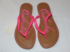 Outlooks womens flip flops sandals bright pink tan beach Womens 6M 6 *^^^ - £10.07 GBP