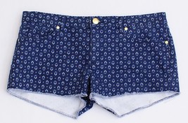 Juicy Couture Blue Starseed Blossom Stretch Denim Short Shorts Women&#39;s NEW - £47.12 GBP