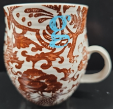 (1) Anthropologie Homegrown Monogram G Mug Brown Floral Scrolls White Co... - $29.67
