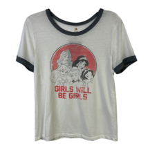 Girls Will Be Girls Womens Disney Princess T-Shirt Ivory Short Sleeves M New - £22.77 GBP