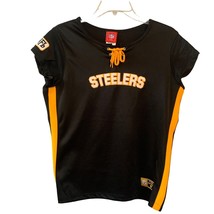 VTG  NFL For Her Pittsburgh Steelers Womens Lace-Up Tee Size L Black Gol... - £18.40 GBP