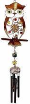 Whimsical Gemstone Hoot Owl Resonant Relaxing Copper Wind Chime Garden P... - $23.99
