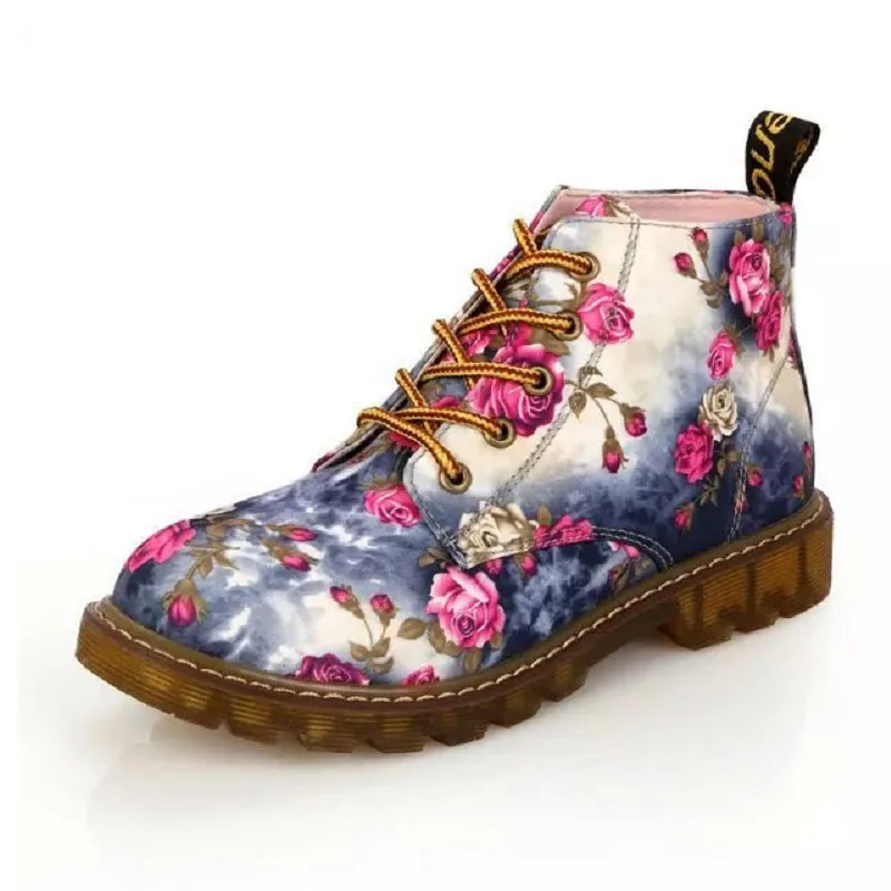 COZULMA Women Fashion  -up Boots Female Autumn Work Shoes Women Flower Print Non - £180.34 GBP