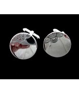 CLOUD CUFFLINKS Design MEN&#39;S Vintage Silvertone Cuff Link Half Circles S... - $20.78