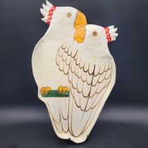 Large Vintage White Cockatiel Parrot Bird Serving Platter Tray Home Decor 22&quot; - £15.76 GBP