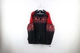 Vtg 90s Columbia Womens XL All Over Print Deep Pile Fleece Full Zip Jacket USA - £46.50 GBP