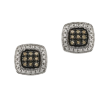 2 Ct Round Cut Brown Diamond Square Women&#39;s Stud Earrings 14K Rose Gold ... - £39.15 GBP