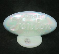 Fenton Mint Green Iridescent Art Glass Logo Dealer Sign Oval Figurine 5&quot; x 3&quot; - £102.08 GBP