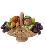Majolica Fruit Basket Porcelain Vase Bowl Grapes Braided MCM Decor  #55/... - £46.71 GBP