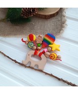 Baby gift toy wooden rattle elephant, keepsake baby gift toy rainbow - s... - $465.13 MXN