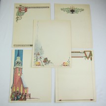 5 Vintage 1930s Holiday Stationery Salesman Sample Letterheads Goes Lith... - £15.71 GBP